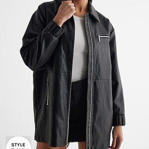 EXPRESS Faux Leather Cinched Oversized Bomber Jacket NWT
